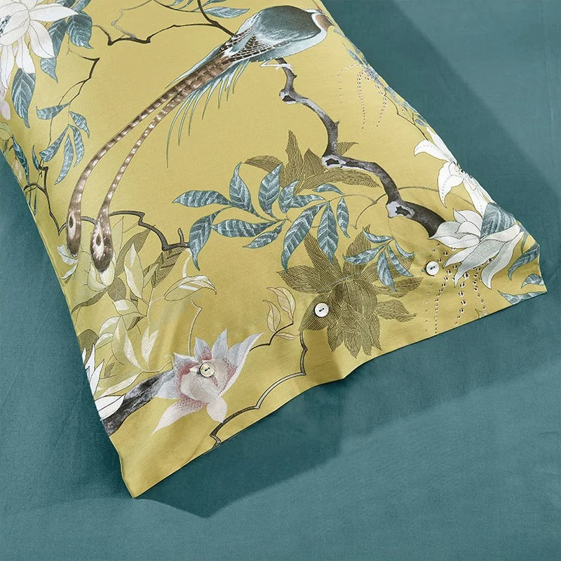 Golden Birds Egyptian Cotton Bedding Set - 600TC