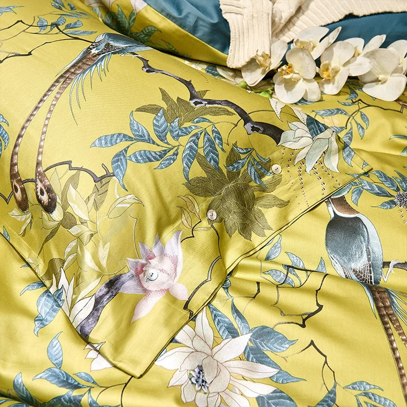 Golden Birds Egyptian Cotton Bedding Set - 600TC