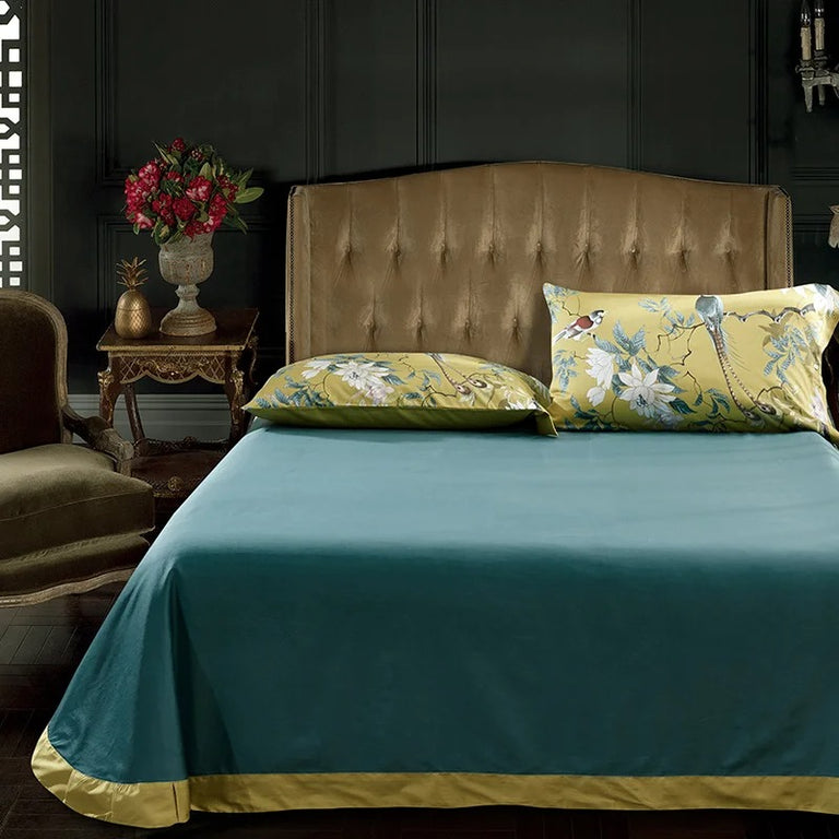 Golden Birds Egyptian Cotton Bedding Set - 600TC