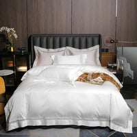 Plain Egyptian Cotton Bedding Set 1000TC | Ladder Trim