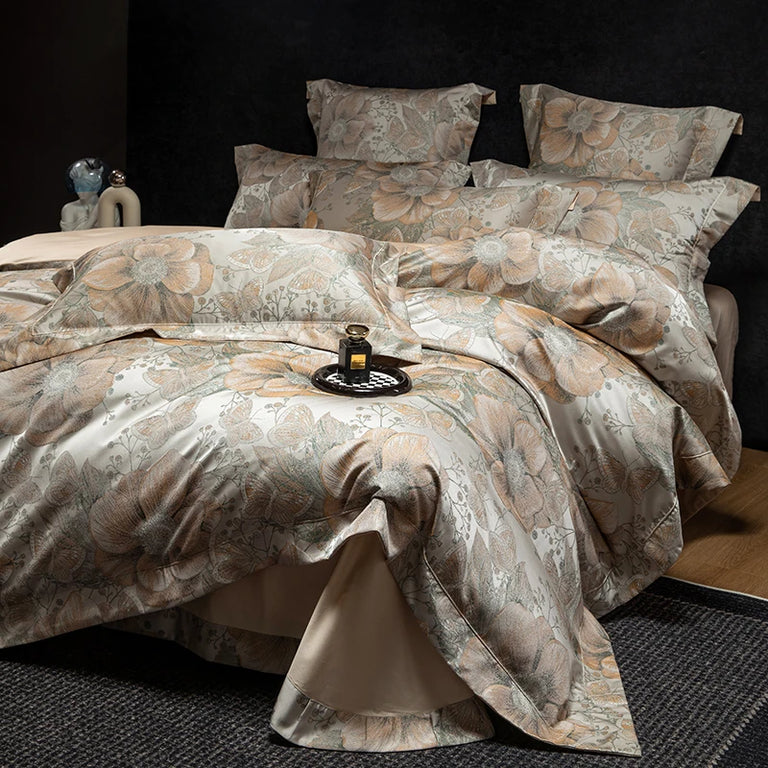 Jacquard Egyptian Cotton Bedding Set 1200TC | Grand Bloom