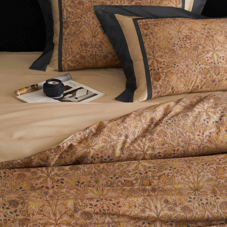 Printed Egyptian Cotton Bedding Set | Copper Paisley pillowcase detail