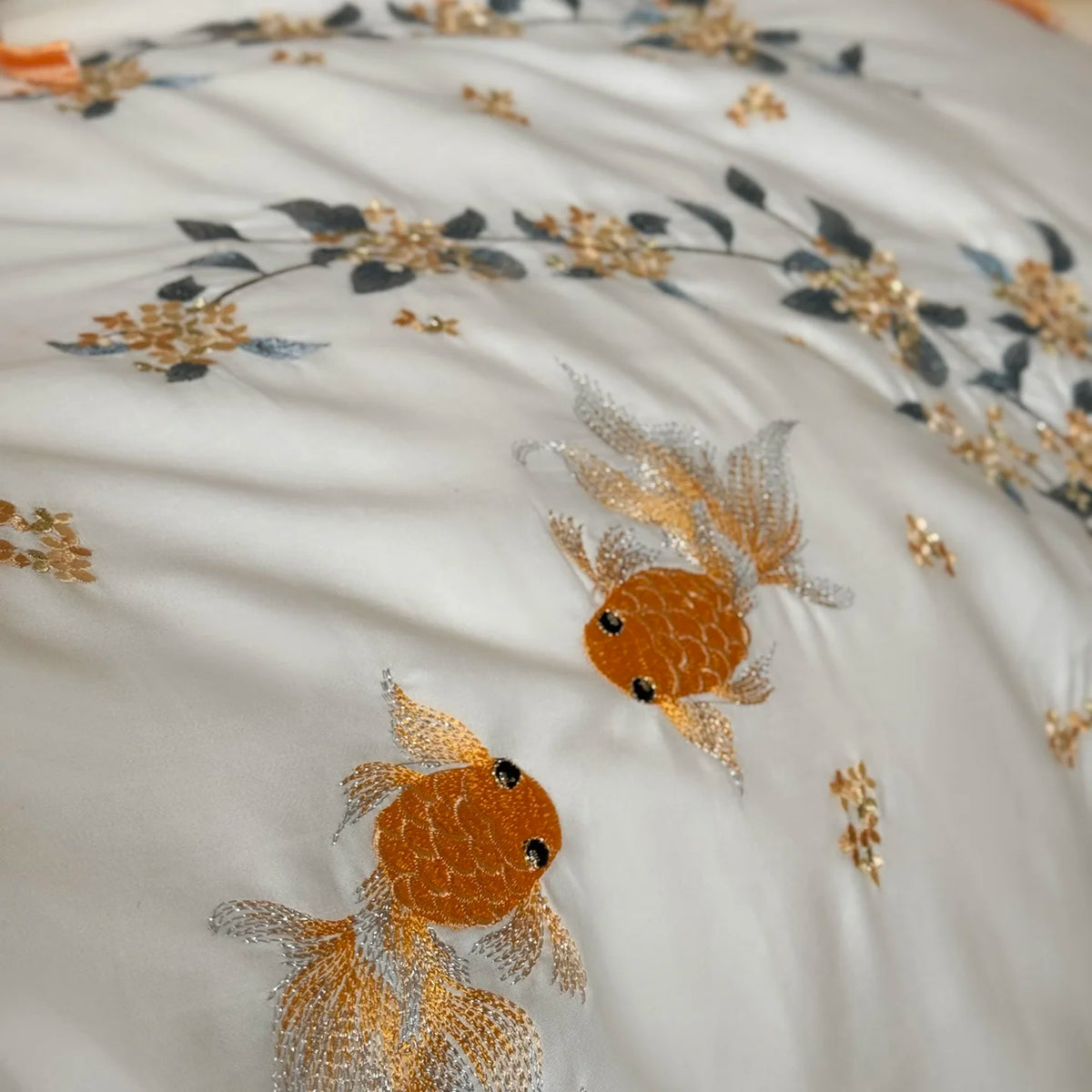 Embroidered Egyptian Cotton Bedding Set 1000TC | Marigold Bow