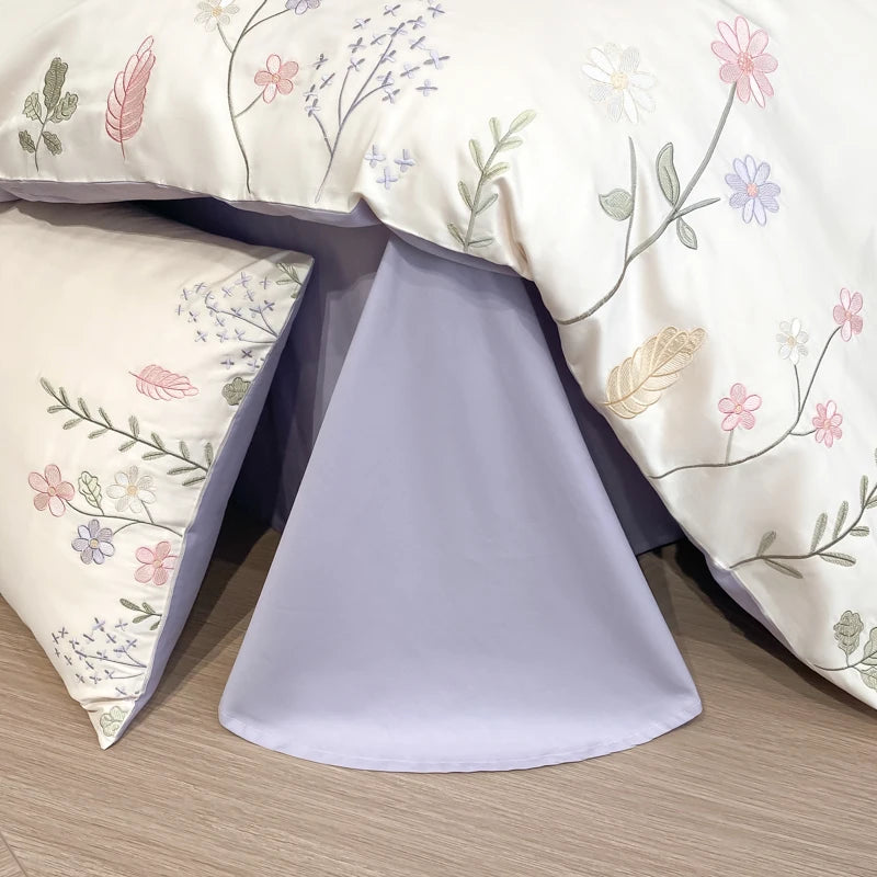 Embroidered Egyptian Cotton Bedding Set 600TC | Meadow Sprig