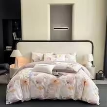 Dreamy Watercolor Floral Cotton Bedding Set with Duvet Cover – 500TC