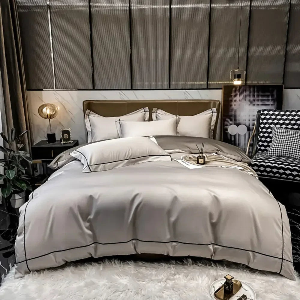 Plain Egyptian Cotton Bedding Set 800TC | Classic Colours in Taupe