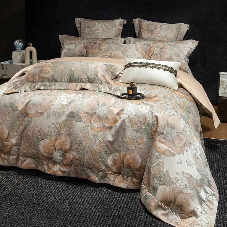 Jacquard Egyptian Cotton Bedding Set 1200TC | Grand Bloom