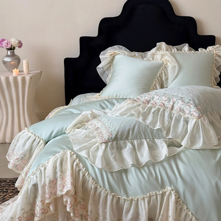 Garden Lace bedding set in a bedroom