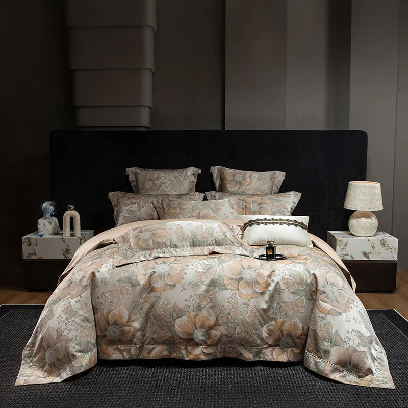 Jacquard Egyptian Cotton Bedding Set 1200TC | Grand Bloom