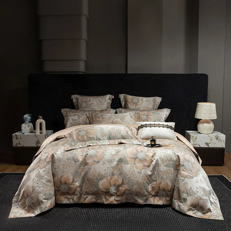 Jacquard Egyptian Cotton Bedding Set 1200TC | Grand Bloom