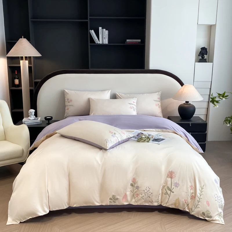 Embroidered Egyptian Cotton Bedding Set 600TC | Meadow Sprig