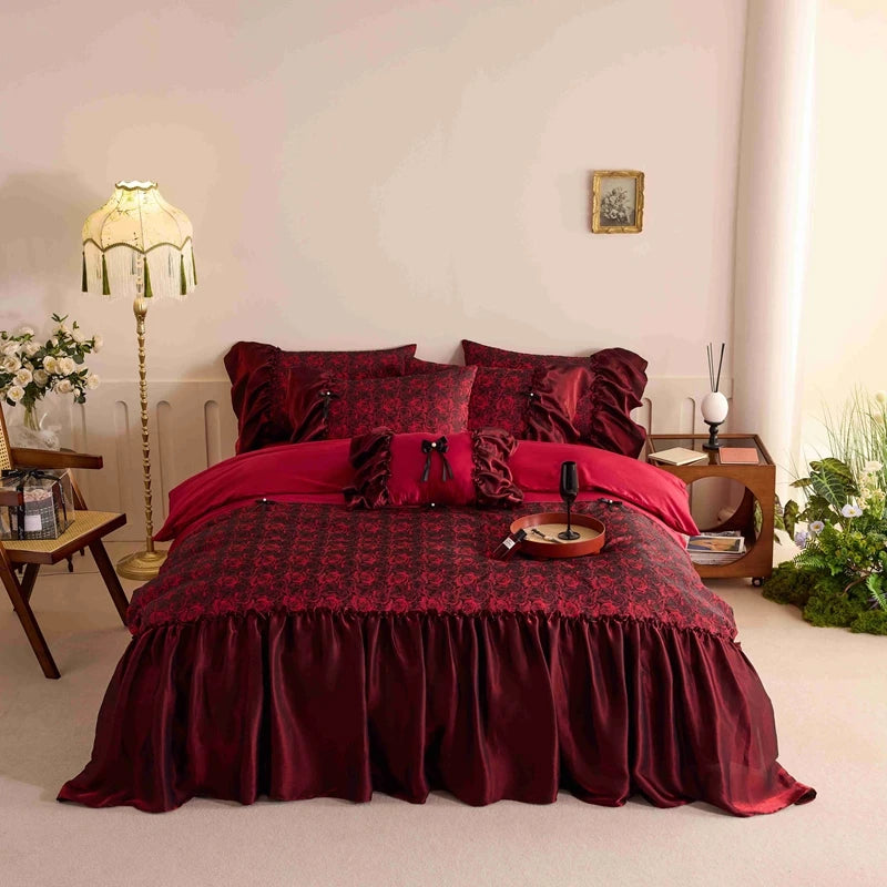 Printed Egyptian Cotton Bedding Set 900TC | Scarlet Rose - Egyptian Bedding