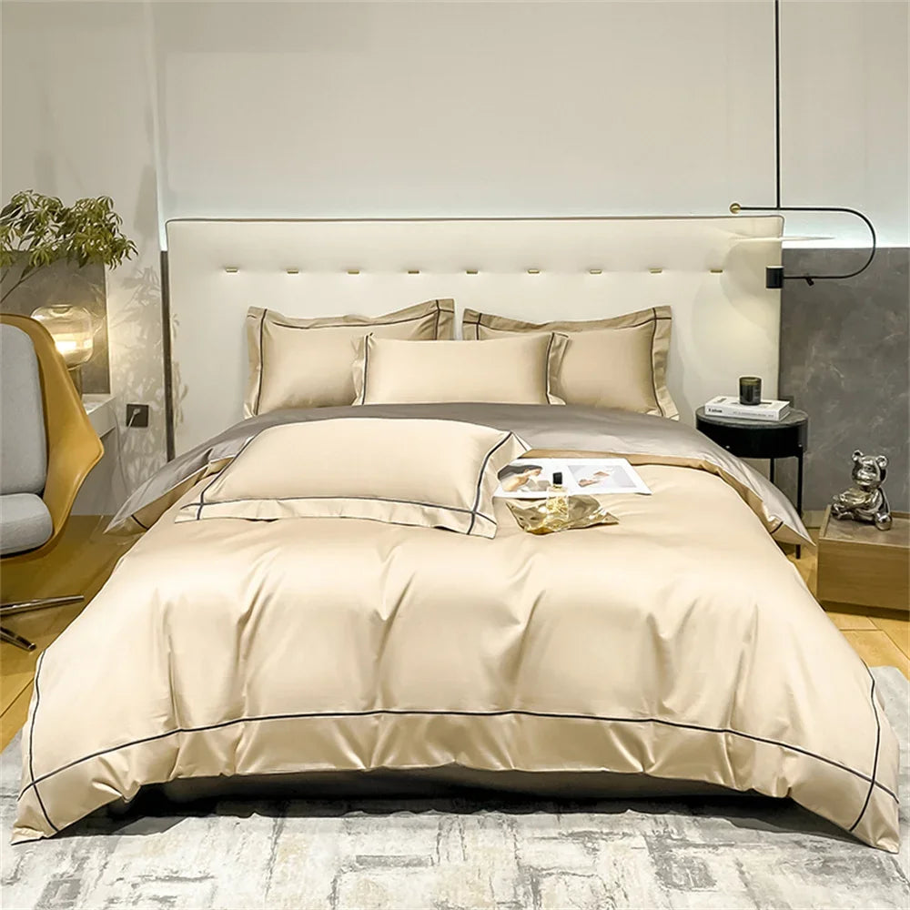 Plain Egyptian Cotton Bedding Set 800TC | Classic Colours in Butter Cream