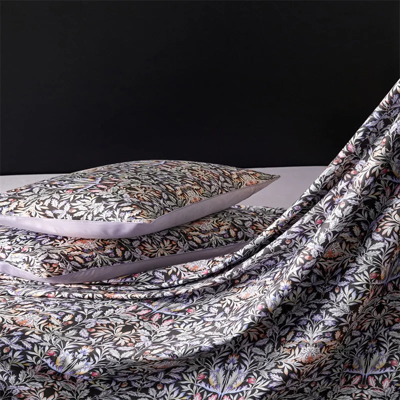 Printed Egyptian Cotton Bedding Set | Midnight Floral bedding details