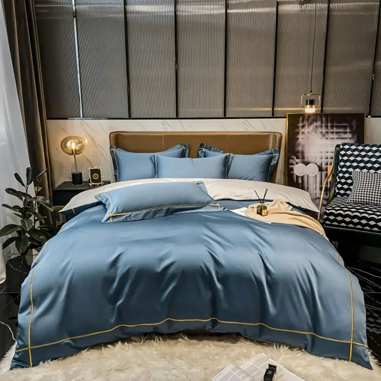 Plain Egyptian Cotton Bedding Set 800TC | Classic Colours in Ocean Blue