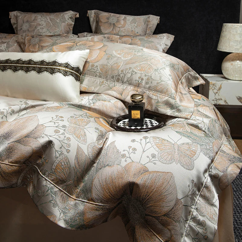 Jacquard Egyptian Cotton Bedding Set 1200TC | Grand Bloom