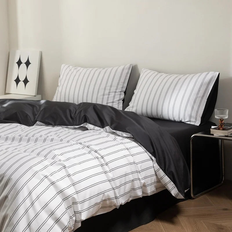 Striped Egyptian Cotton Bedding Set 800TC | Bold Stripe in Monochrome