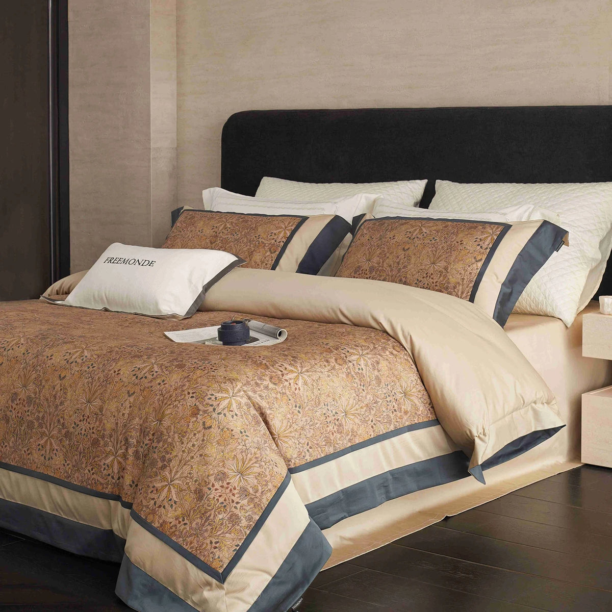 Printed Egyptian Cotton Bedding Set | Copper Paisley print close up