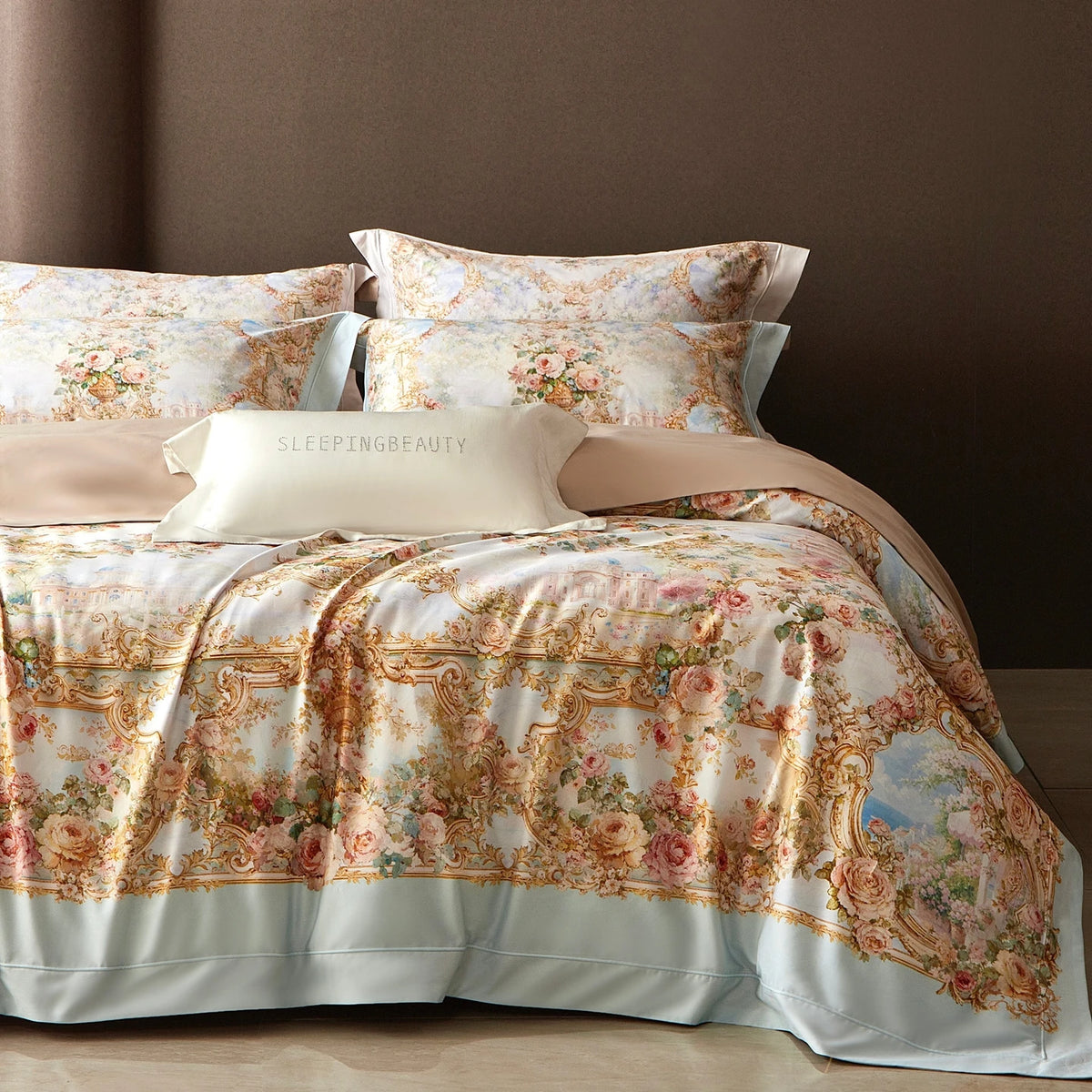 Printed Egyptian Cotton Bedding Set | Garden Border pillowcase detail
