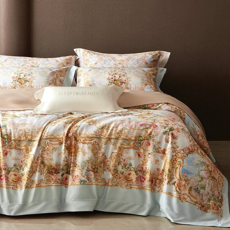 Printed Egyptian Cotton Bedding Set | Garden Border pillowcase detail