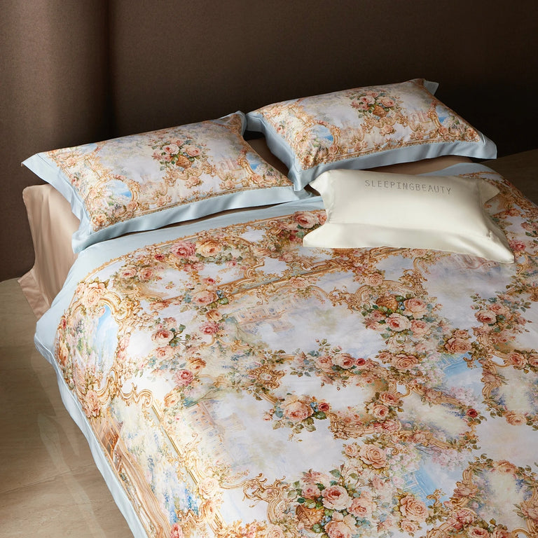 Printed Egyptian Cotton Bedding Set | Garden Border duvet cover pattern