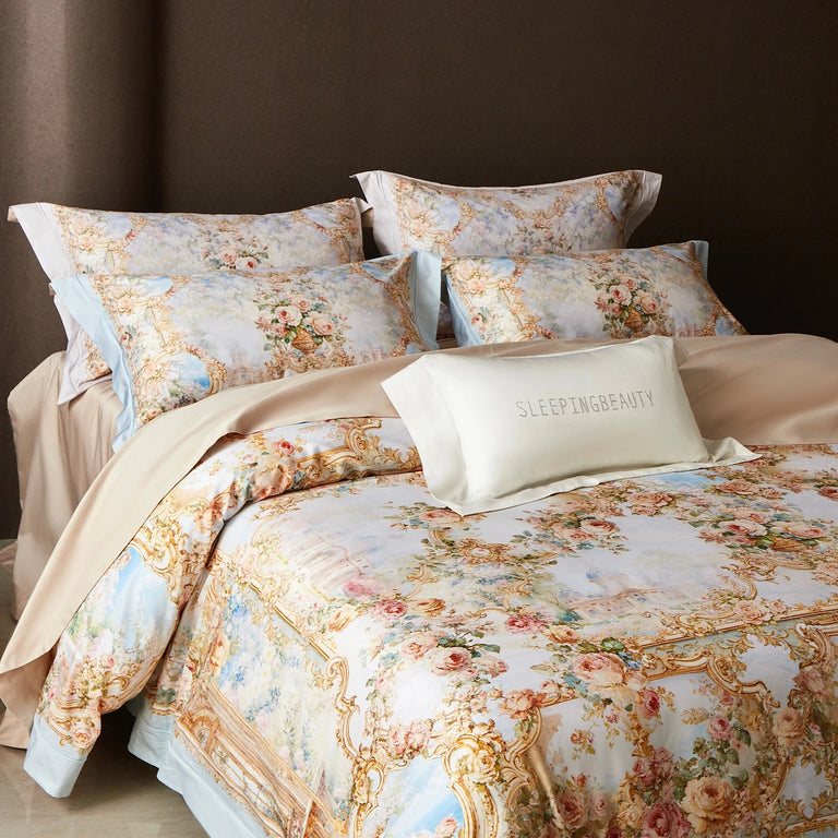 Printed Egyptian Cotton Bedding Set | Garden Border bedding details