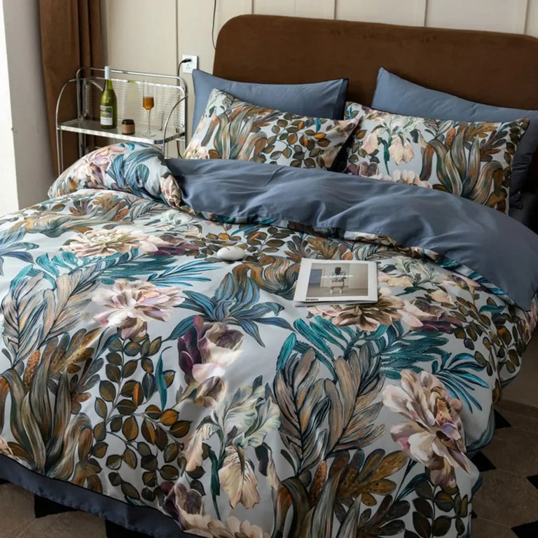 Tropical Leaves Egyptian Cotton Bedding Set - 600TC