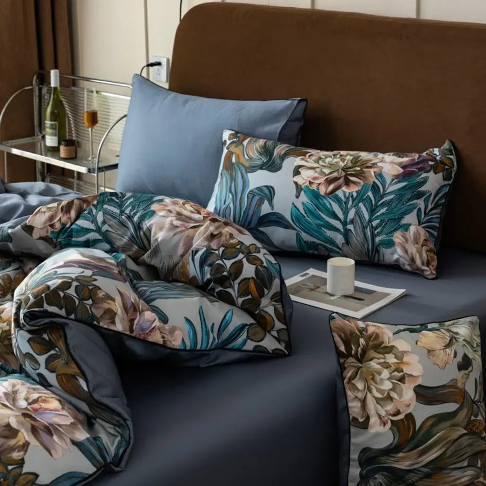 Tropical Leaves Egyptian Cotton Bedding Set - 600TC