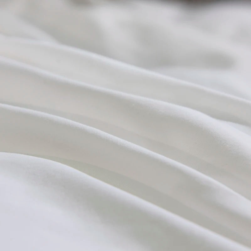White Silver Butterfly Embroidery Cotton Bedding Set - 400TC