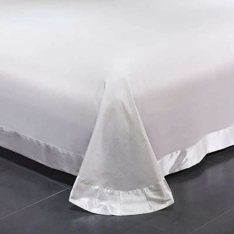 White Silver Butterfly Embroidery Cotton Bedding Set - 400TC