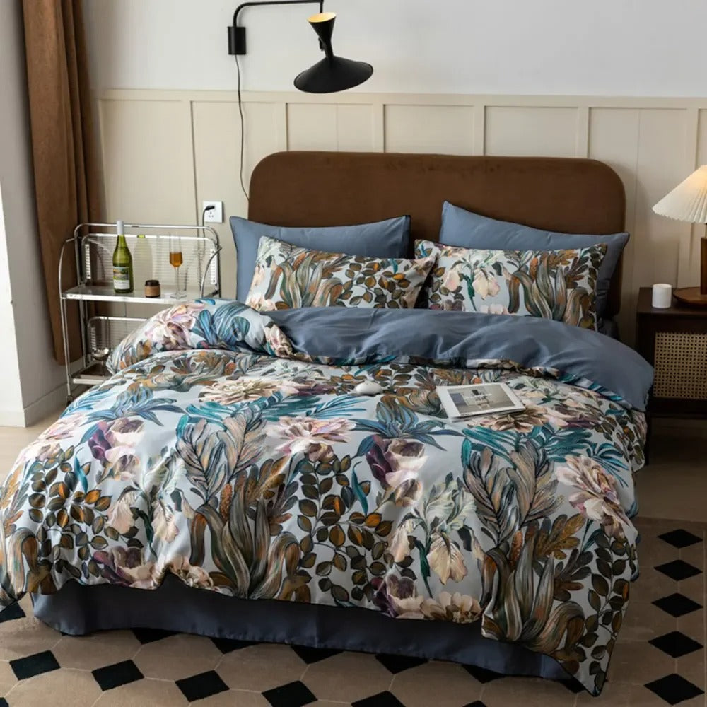 Tropical Leaves Egyptian Cotton Bedding Set - 600TC