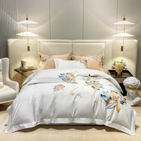 Embroidered Egyptian Cotton Bedding Set 1000TC | Blue Lotus