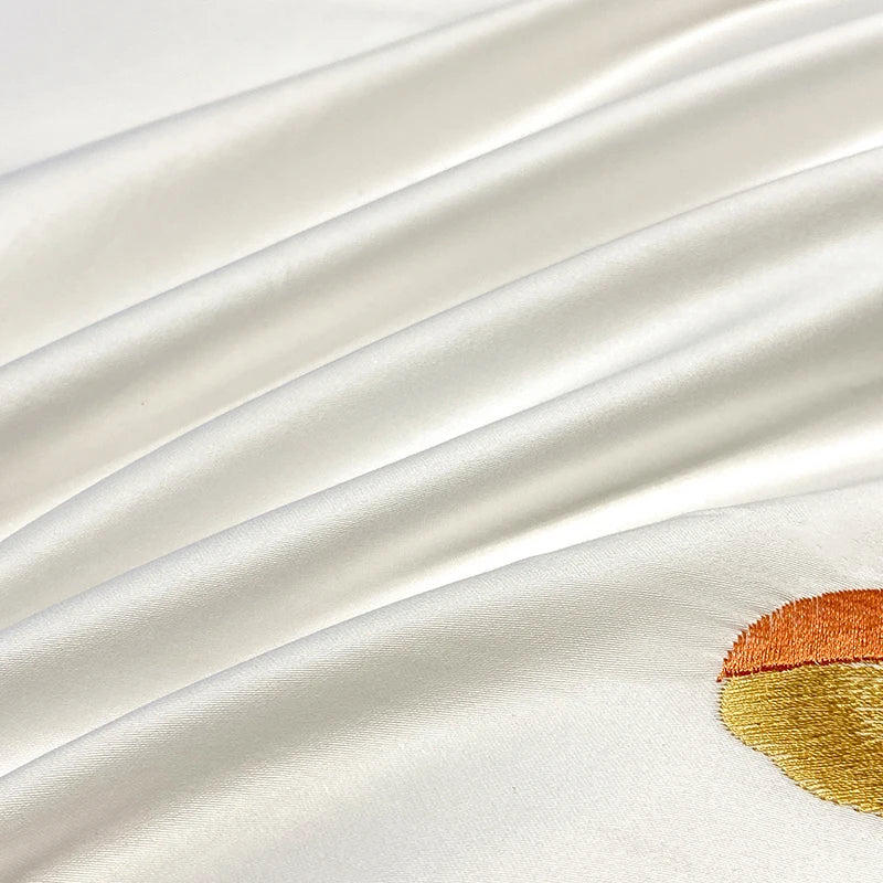 Embroidered Egyptian Cotton Bedding Set 1000TC | Blue Lotus fabric close up