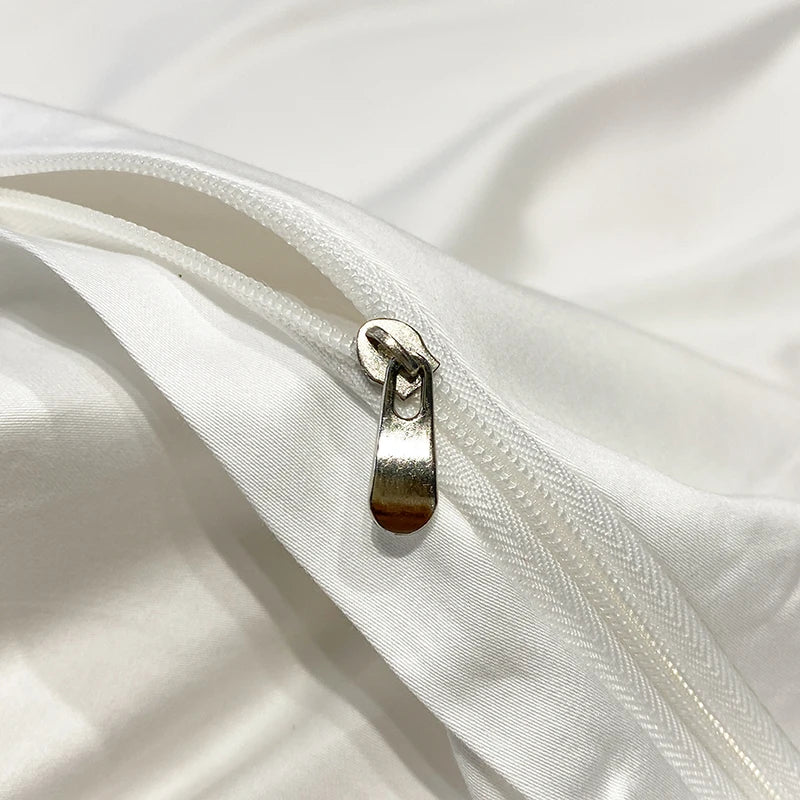 Embroidered Egyptian Cotton Bedding Set 1000TC | Blue Lotus hidden zip close up