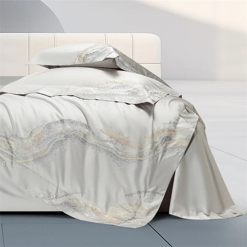 Embroidered Egyptian Cotton Bedding Set 1000TC | Soft Waves - Egyptian Bedding
