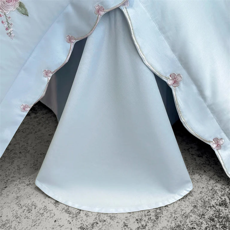 Embroidered Egyptian Cotton Bedding Set 800TC | Rose Bouquet plain sheet