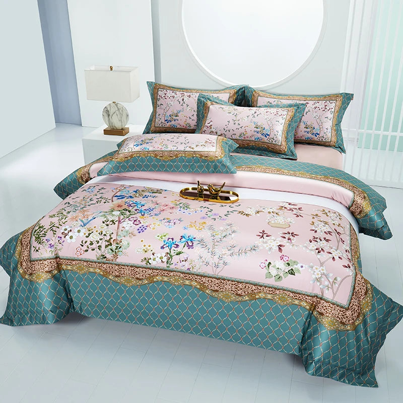 Floral Egyptian Cotton Bedding Set 1000TC | Rose Lattice - Egyptian Bedding