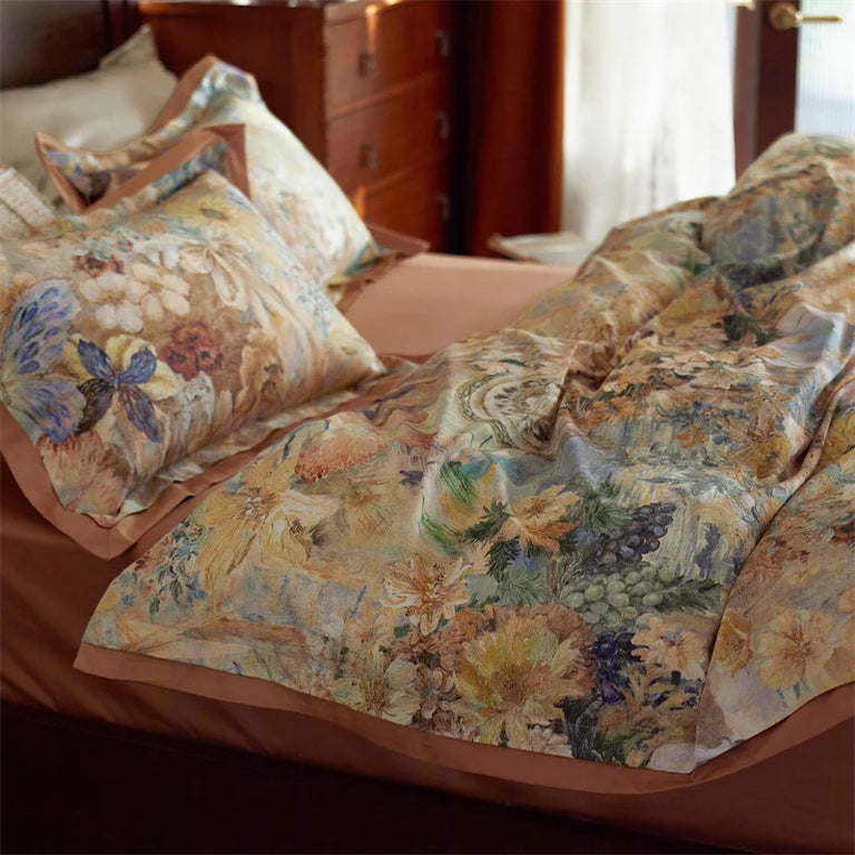Floral Egyptian Cotton Bedding Set 1000TC | Vintage Bloom pillowcases and duvet cover