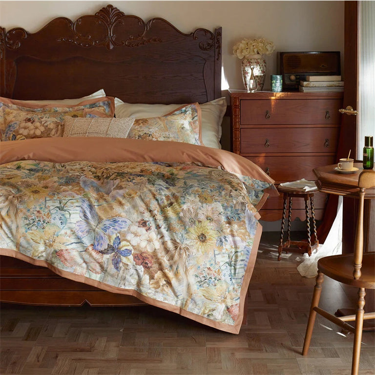 Floral Egyptian Cotton Bedding Set 1000TC | Vintage Bloom bedding side view