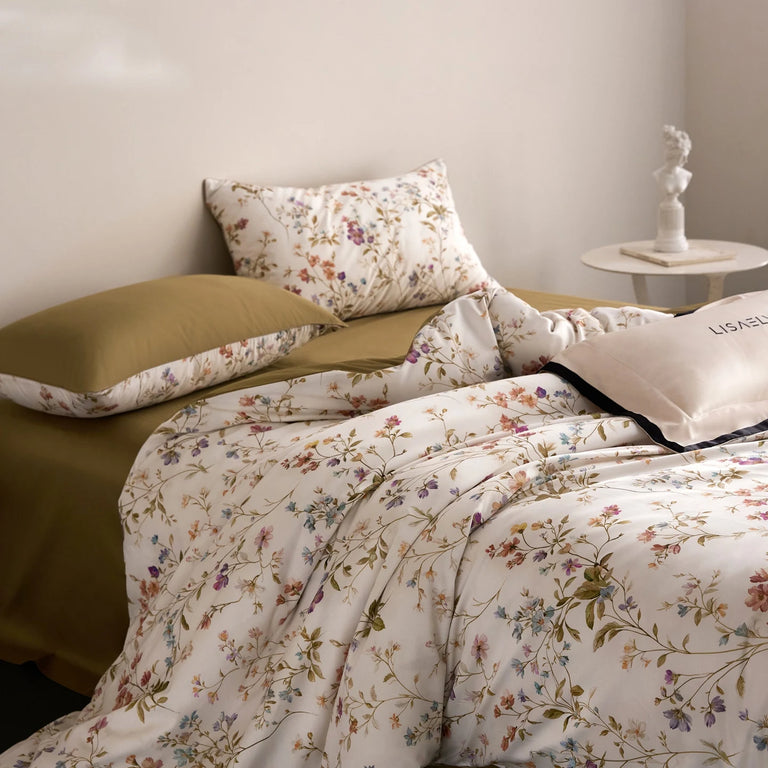 Floral Egyptian Cotton Bedding Set 800TC | Honey Meadow bedding side view