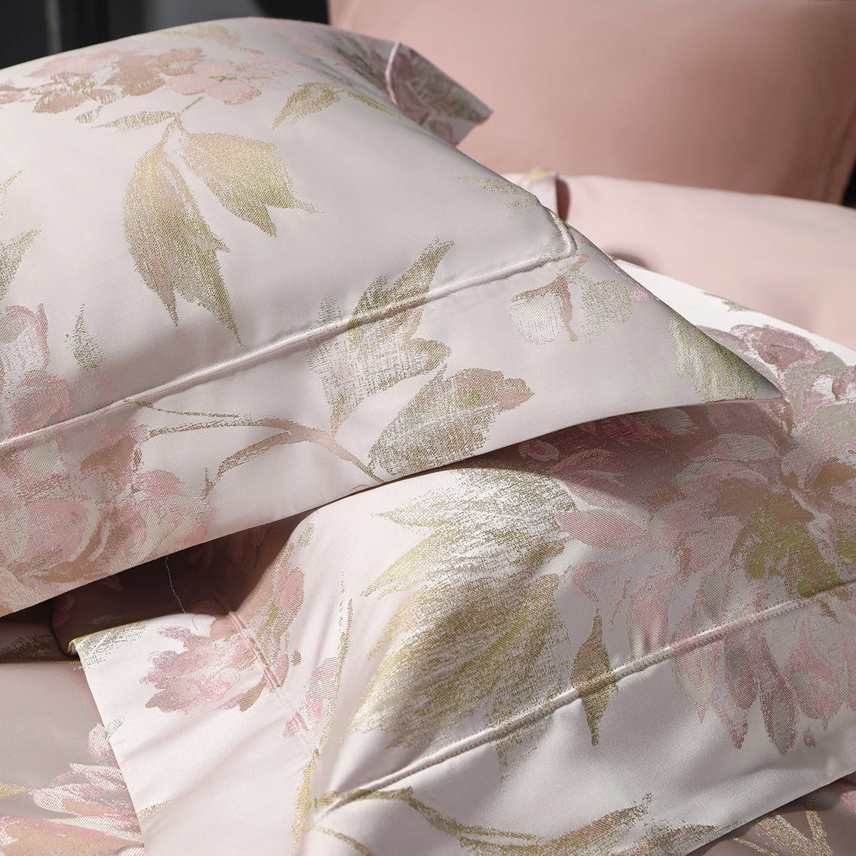 Jacquard Egyptian Cotton Bedding Set 1000TC | Blush Blossom pillowcase close up