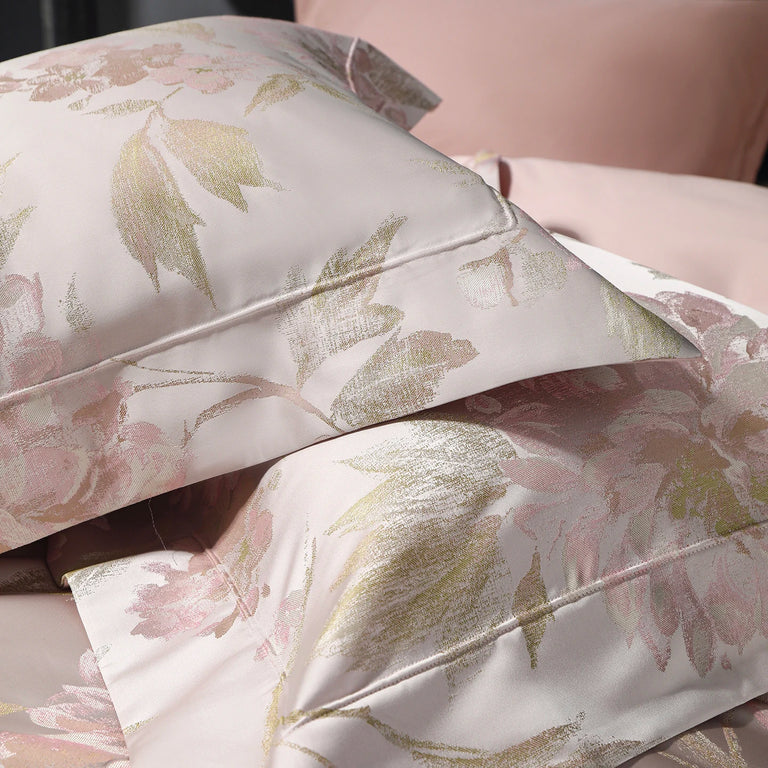 Jacquard Egyptian Cotton Bedding Set 1000TC | Blush Blossom pillowcase close up