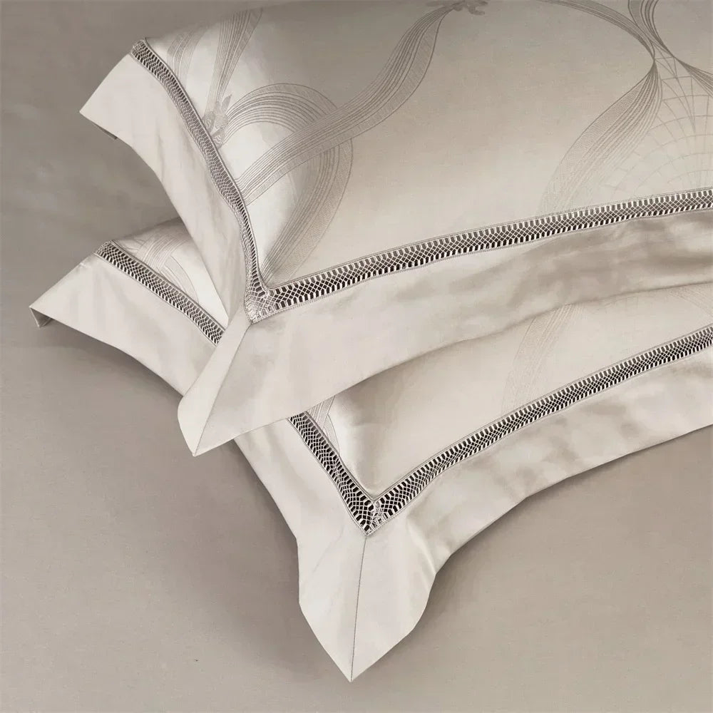 Jacquard Egyptian Cotton Bedding Set 1000TC | Champagne Trellis - Egyptian Bedding