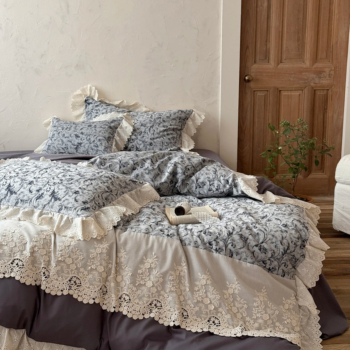 Jacquard Egyptian Cotton Bedding Set 1000TC | Scroll Lace - Egyptian Bedding