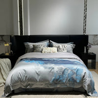 Jacquard Egyptian Cotton Bedding Set 1200TC | Blue Marble