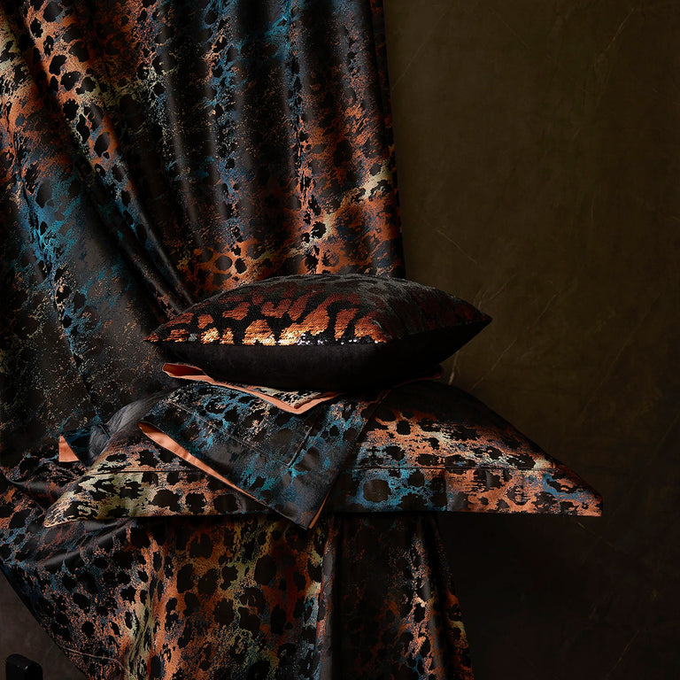 Jacquard Egyptian Cotton Bedding Set 1200TC | Copper Leopard pattern close up