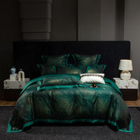 Jacquard Egyptian Cotton Bedding Set 1200TC | Emerald Gold