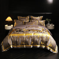 Jacquard Egyptian Cotton Bedding Set 1200TC | Golden Swirl