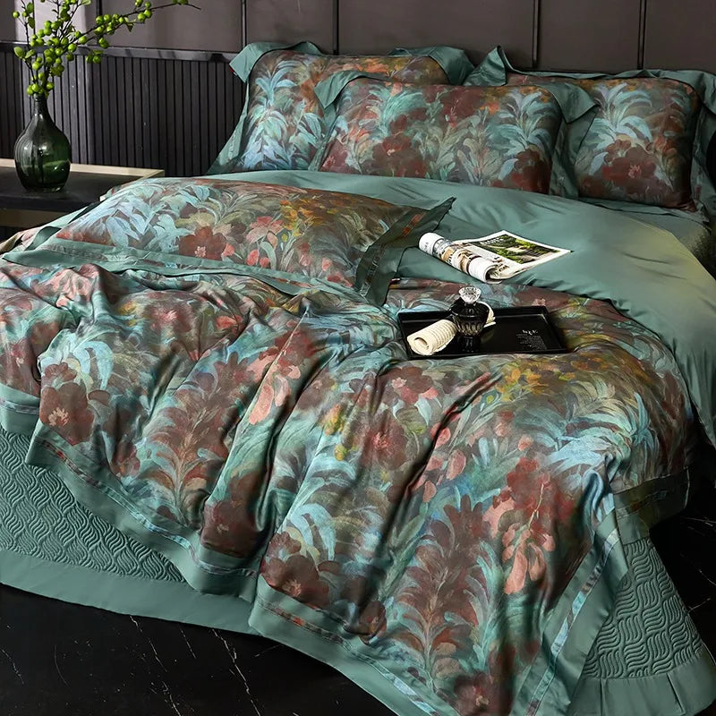 Jacquard Egyptian Cotton Bedding Set 1200TC | Jade Garden - Egyptian Bedding