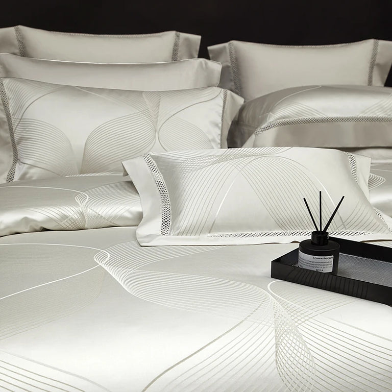 Jacquard Egyptian Cotton Bedding Set 1200TC | Silver Arc duvet cover and pillowcases